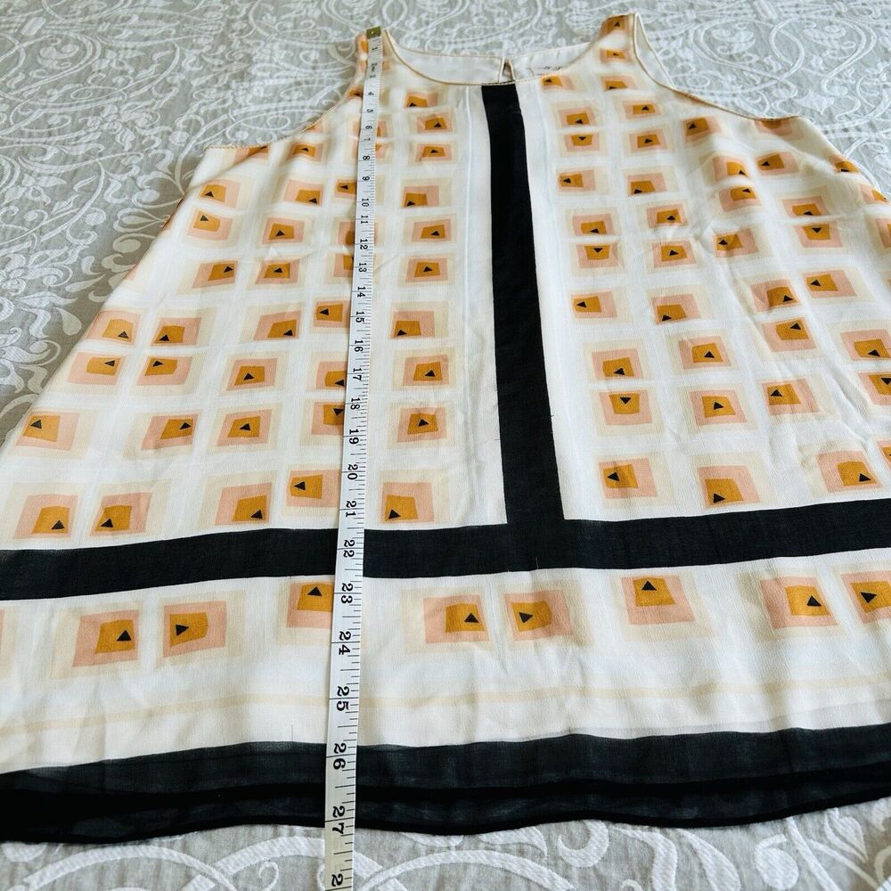 Max Studio Specialty Product Top Women S Black Beige Peach Geometric Vacay Retro - Picture 7 of 13